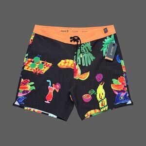 Roark Passage 17" Tahiti Treat Boardshorts Black 33 NWT